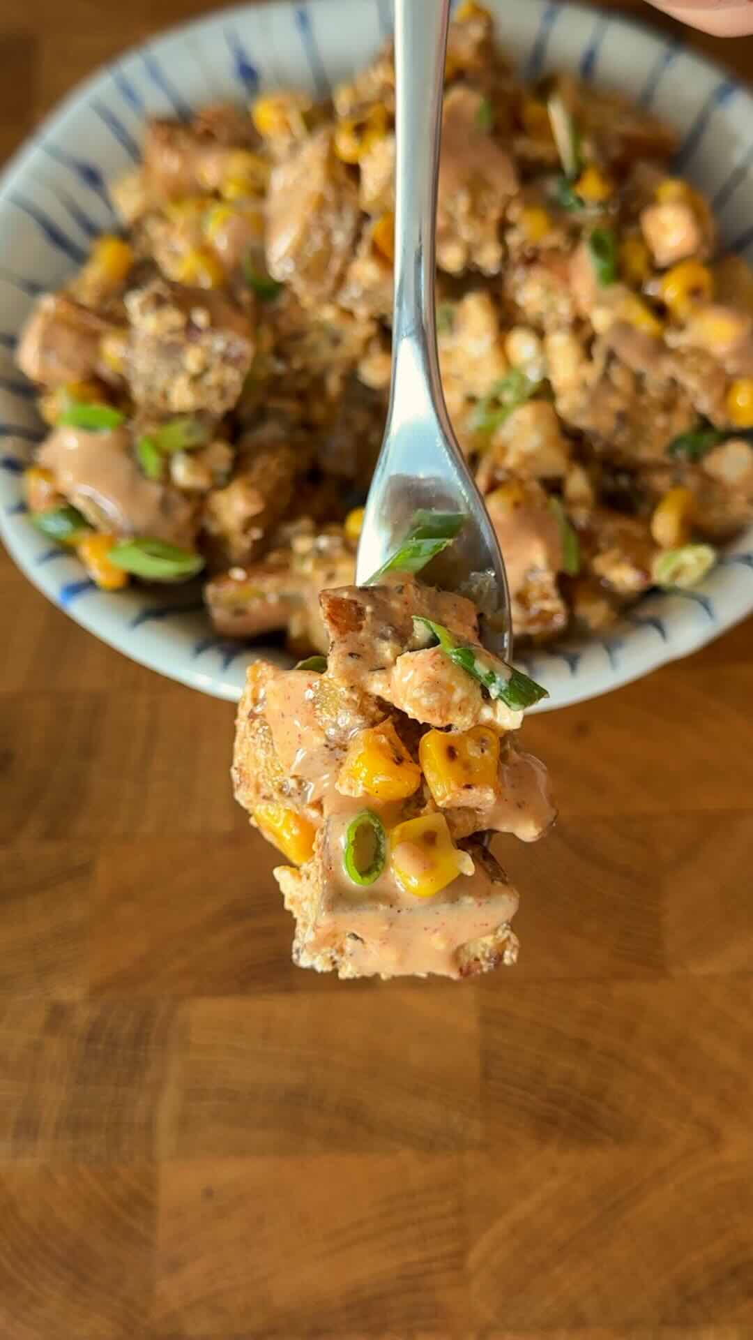Spicy Corn & Feta Potato Salad 