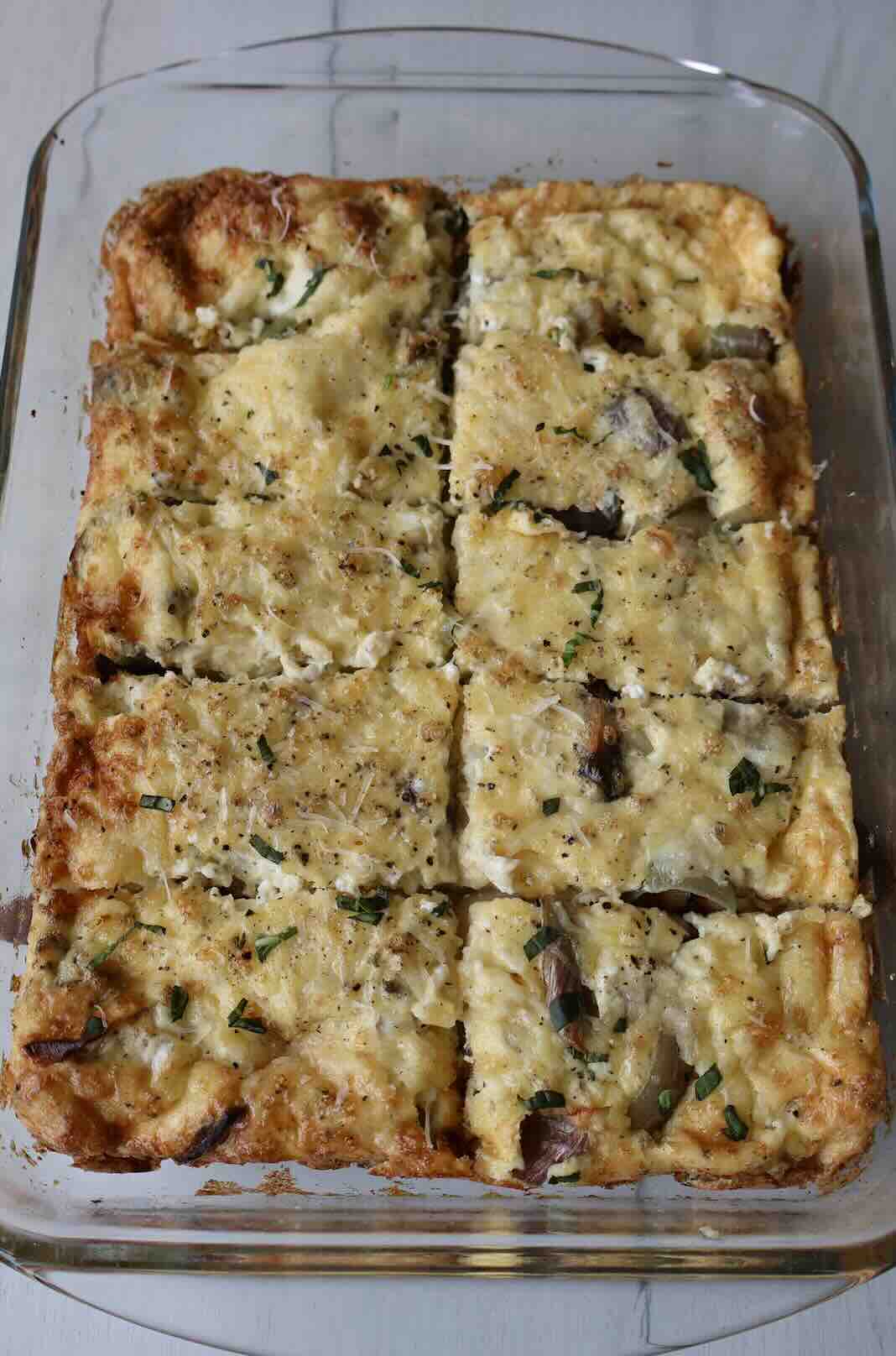 High Protein Roasted Shallot Cheddar Frittata