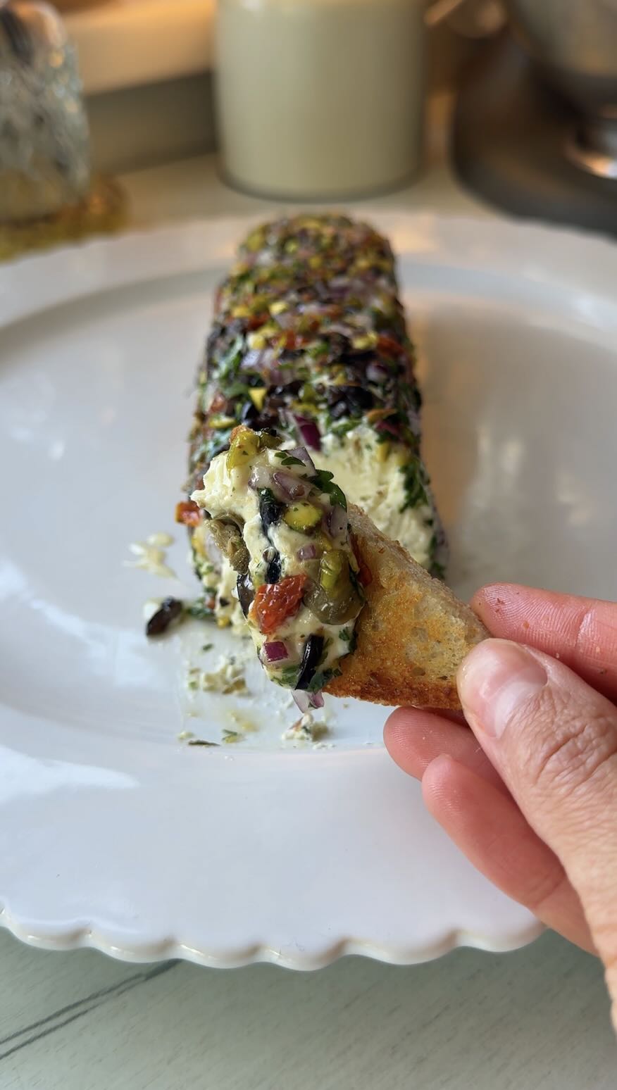 Easy Mediterranean Cheese Log (Make-Ahead Appetiser)