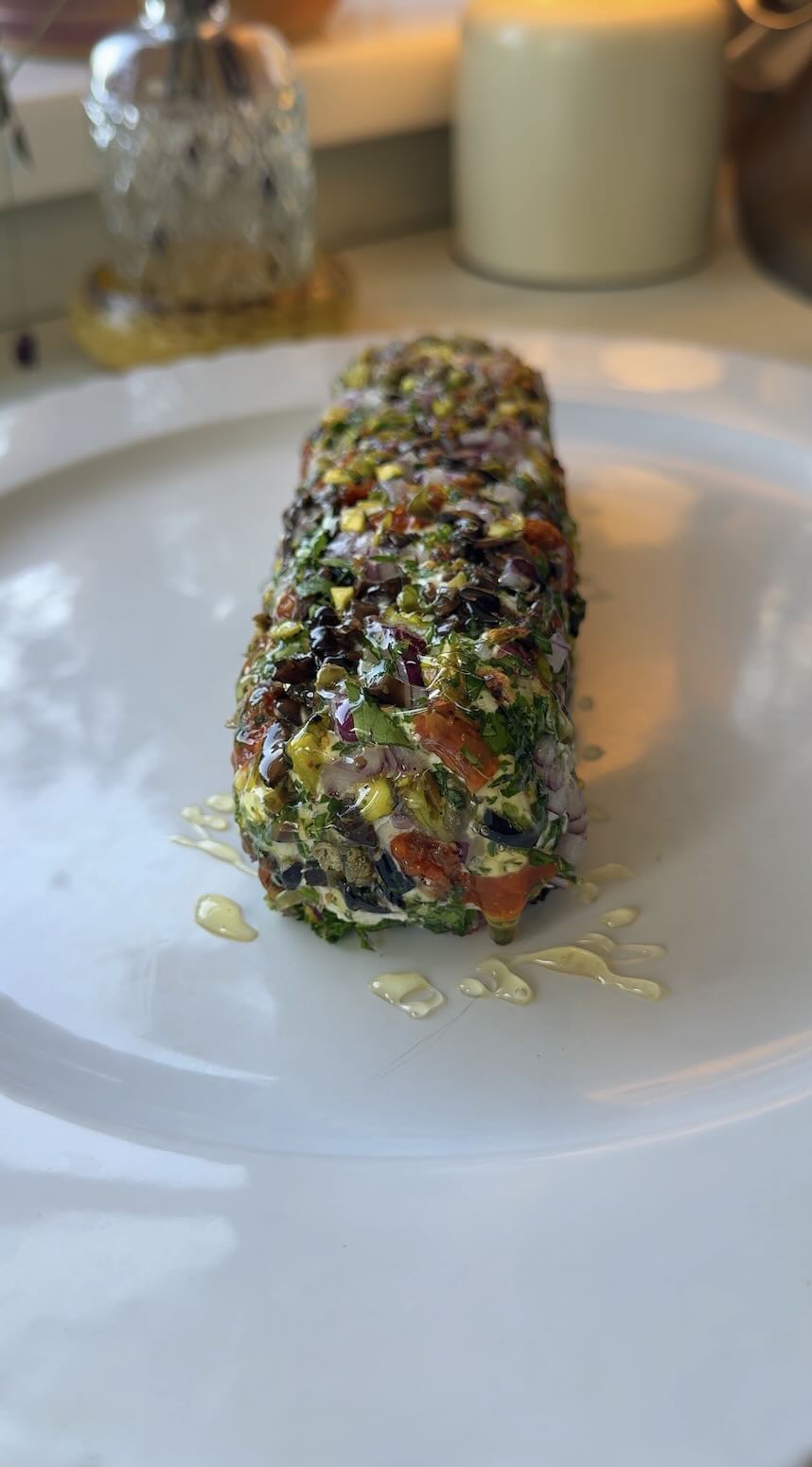 Easy Mediterranean Cheese Log (Make-Ahead Appetiser)