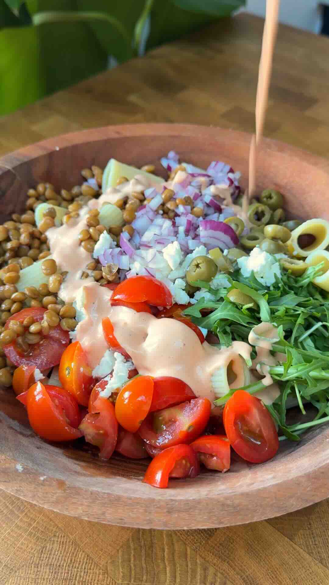 Tomato Feta Pasta Salad (High Protein & High Fibre)